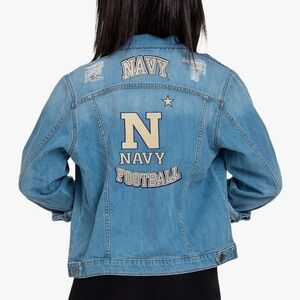 NWT NCAA Navy Midshipmen Football Denim Jacket